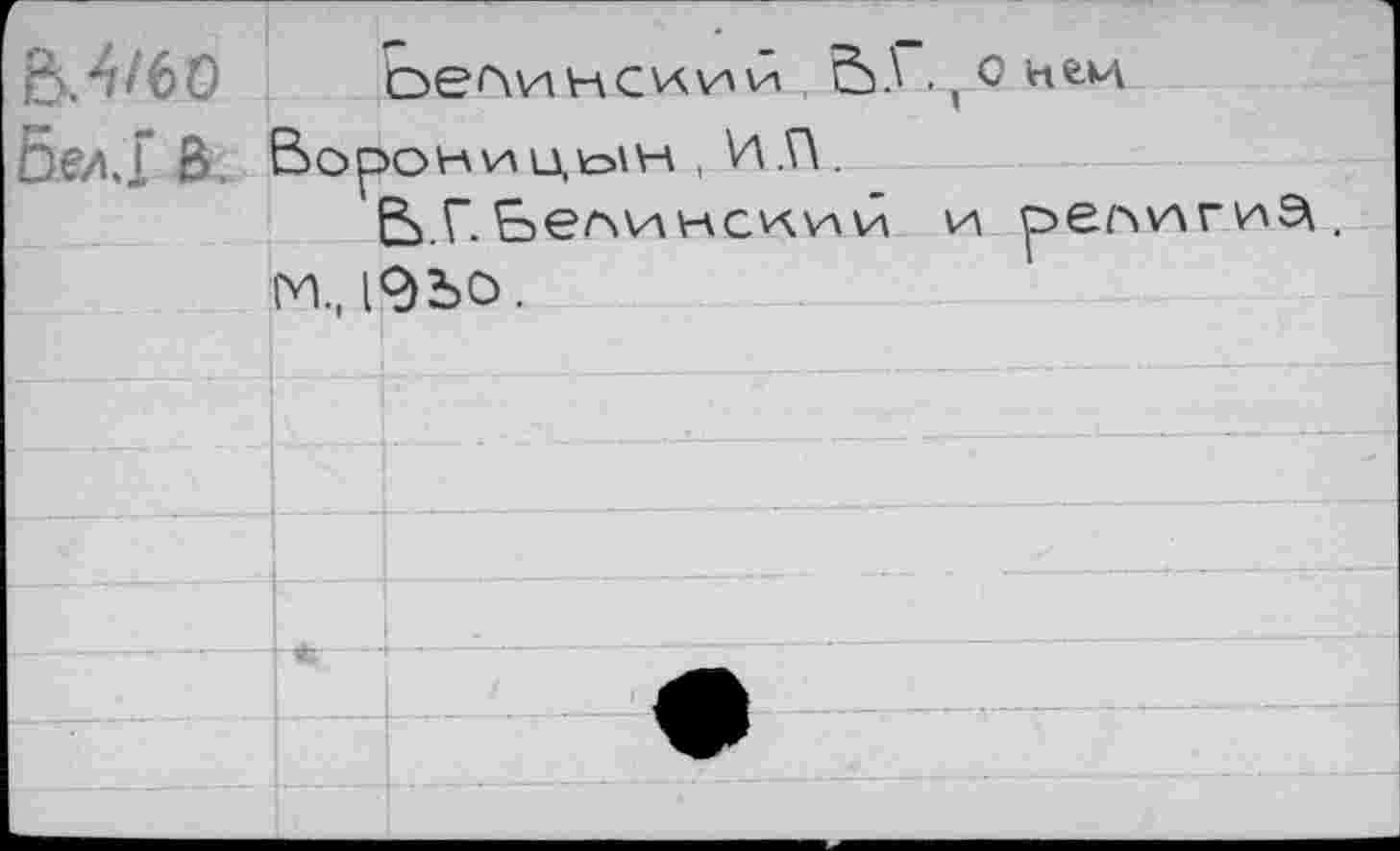 ﻿&.Aff60 оег\инсиий .	, с ней
бел! В. Ворониц^н , VT.
EST. Белинский и р en va г n Si.
М, 19Ъ0.